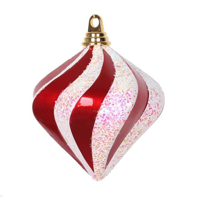 6" Red-White Candy Glitter Swirl Diamond