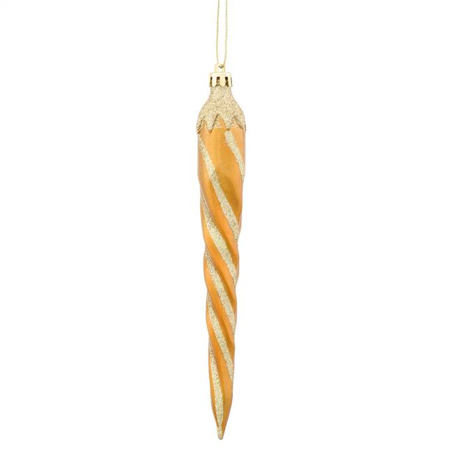 7.7'' Antiq Gold Candy Glit Icicle 8/Box