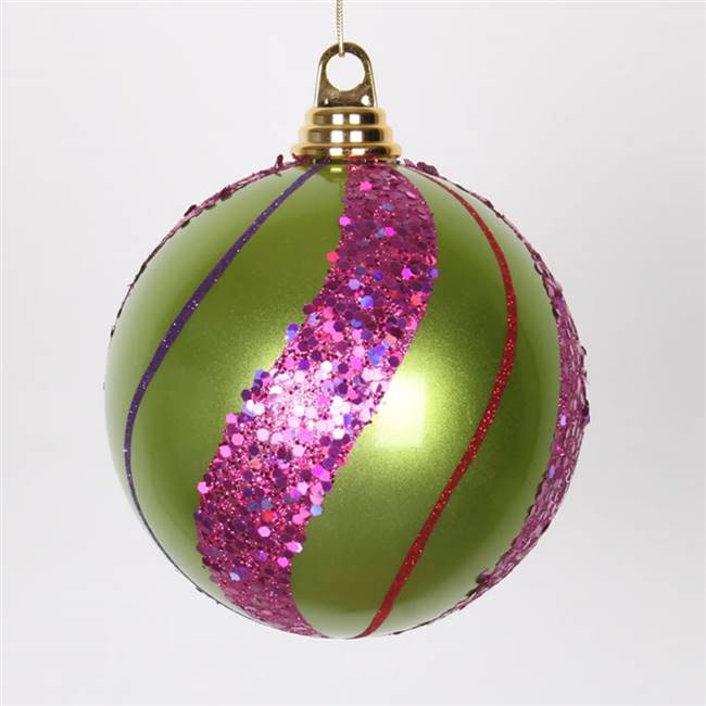 5.5" Lime-Ceris-Purp-Red Candy Glit Ball