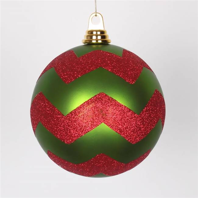 6" Lime-Red Matte-Glit Chevron Ball