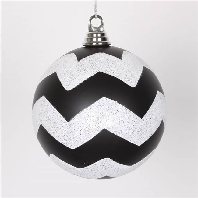 6" Black-Wht Matte-Glit Chevron Ball