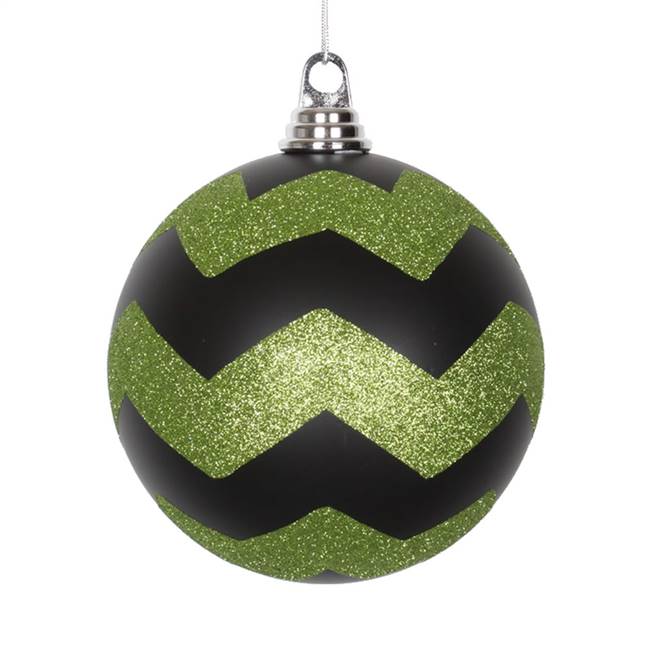 6" Black-Lime Matte-Glit Chevron Ball