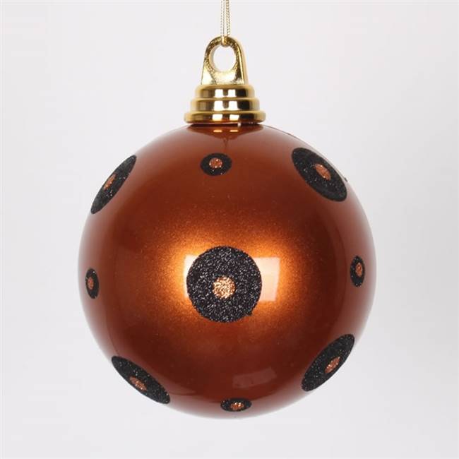 4" Copper-Black PolkaDot Candy Ball 4/Bx