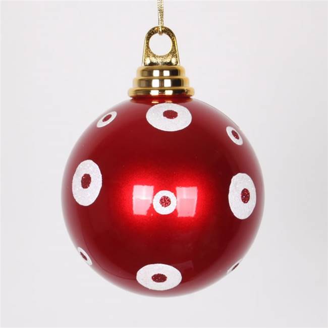 4.75" Red-White PolkaDot Candy Ball 3/Bx