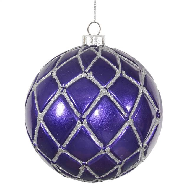 4" Plum Candy Glitter Net Ball 6/Box