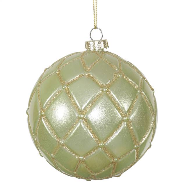 4"  Celadon Candy Glitter Net Ball 6/Box