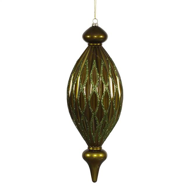 12" Dk Olive Candy Glitt Diamond Finial