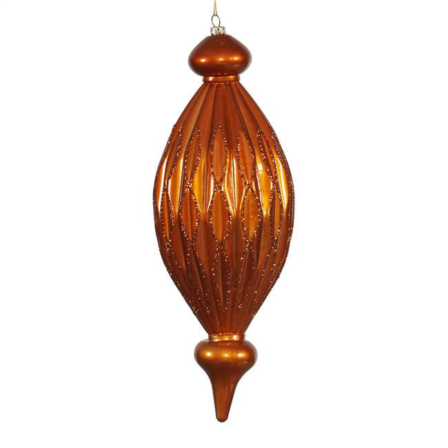 12" Burn Org Candy Glitt Diamond Finial