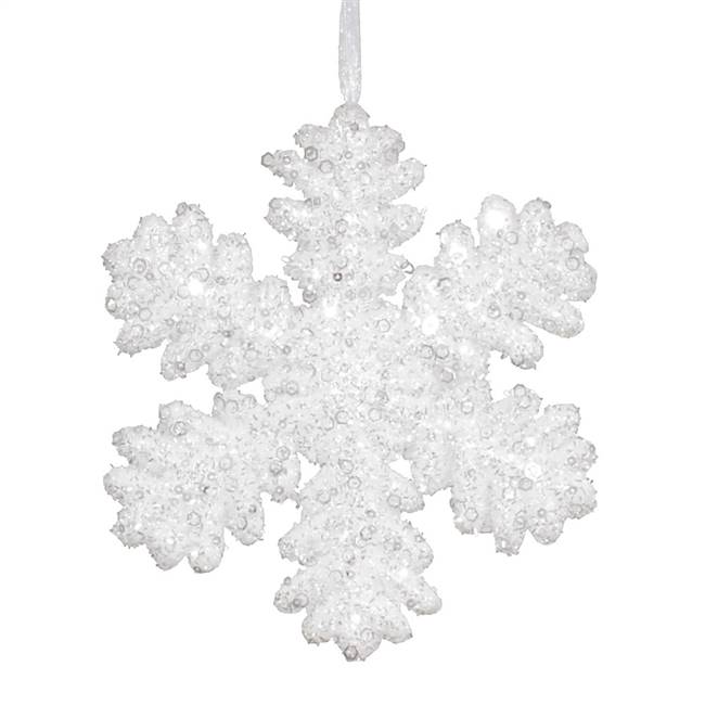 9"  White Glitter Snowflake