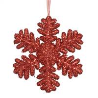 9"  Red Glitter Snowflake