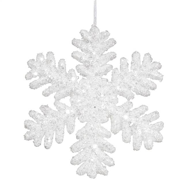 13.75" White Glitter Snowflake