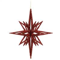 12" Red 3D Glitter Star