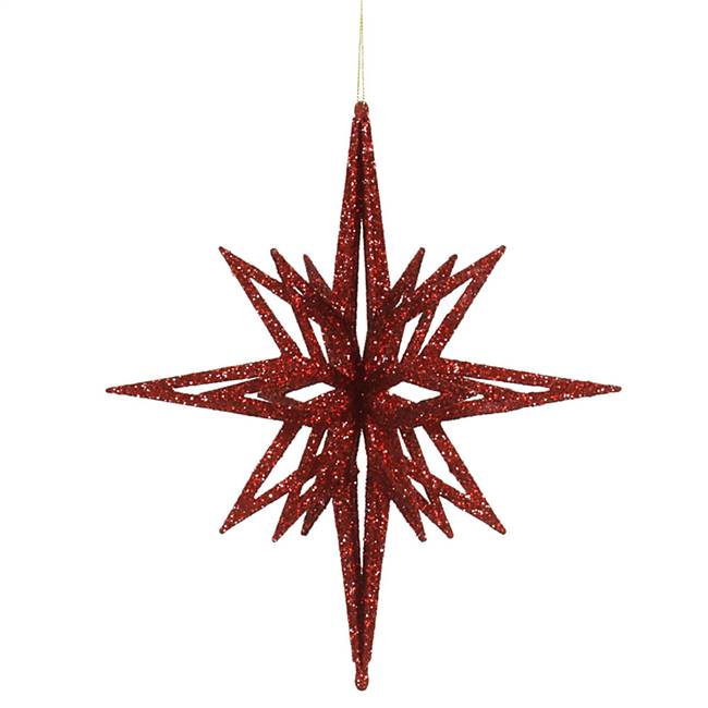 12" Red 3D Glitter Star