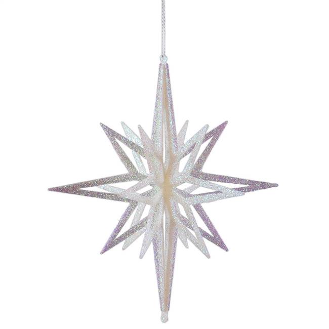 12" White 3D Glitter Star