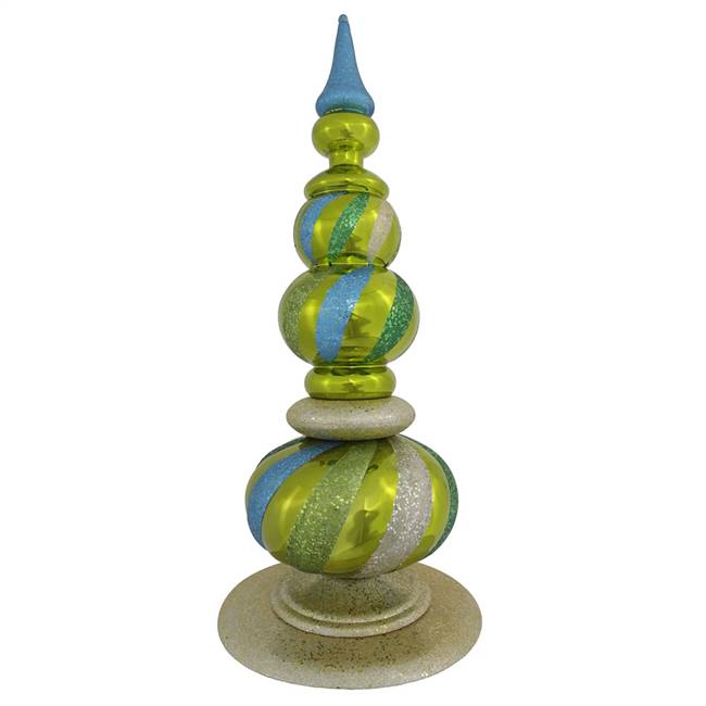 32" Lime-Turq-Emerald Shiny Glitt Finial