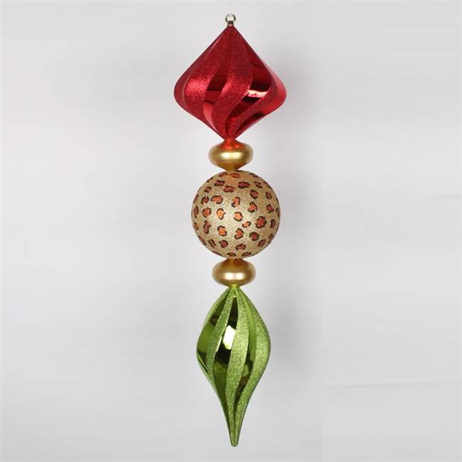 40" Red/Gold/Lime Cheetah Jumbo Finial