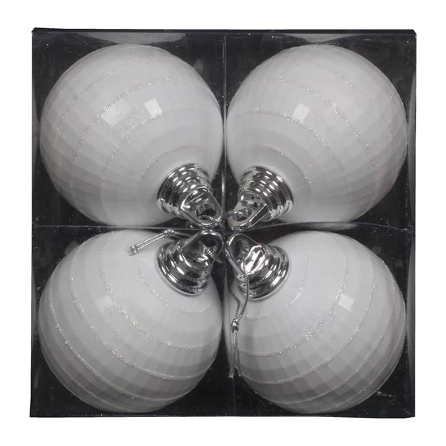 4" White Shiny-Matte Mirror Ball 4/Box