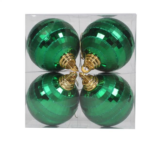 4" Green Shiny-Matte Mirror Ball 4/Box