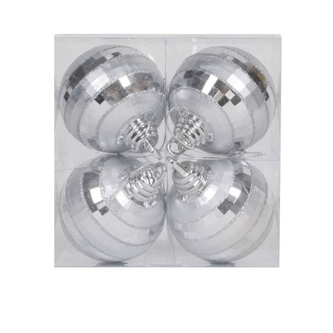 4" Silver Shiny-Matte Mirror Ball 4/Box