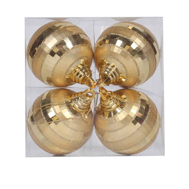 4" Gold Shiny-Matte Mirror Ball 4/Box