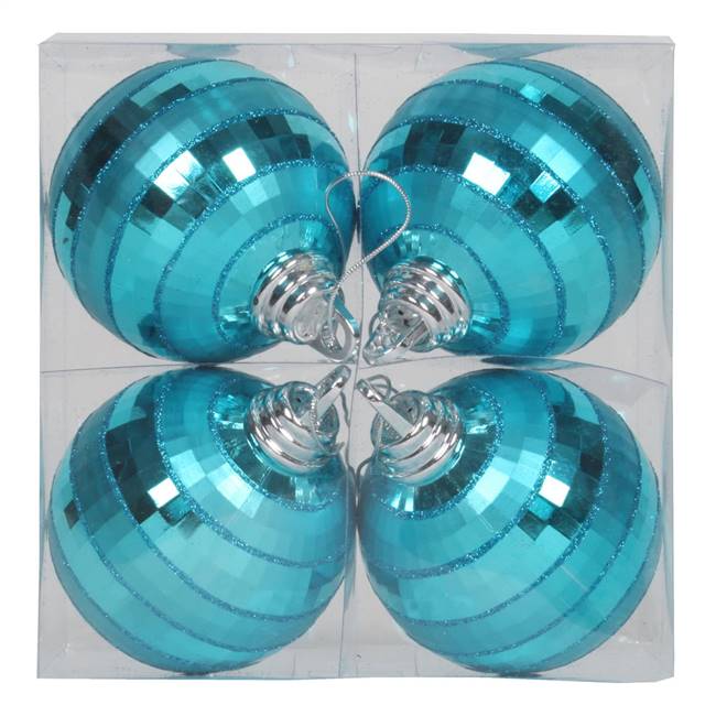 4" Turquoise ShinyMatt Mirror Ball 4/Box