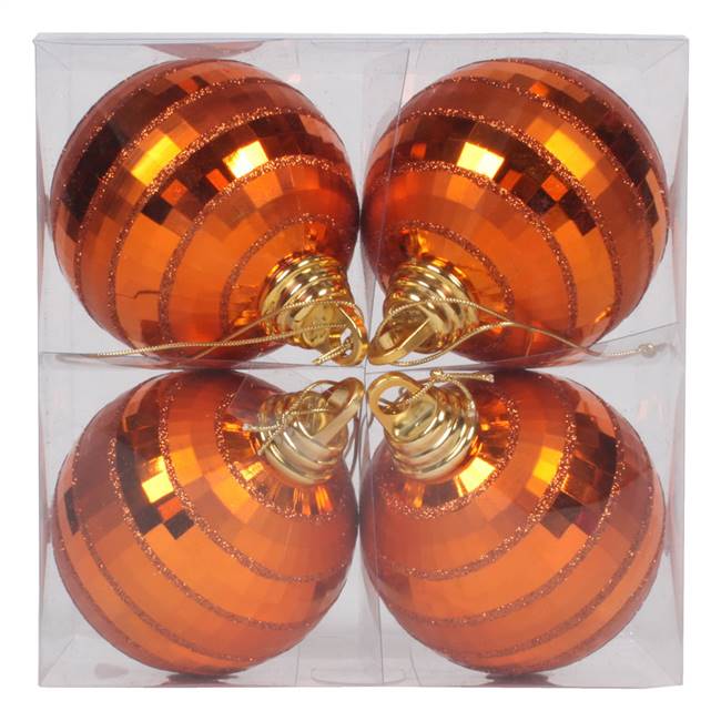 4" Bn Org Shiny-Matte Mirror Ball 4/Box