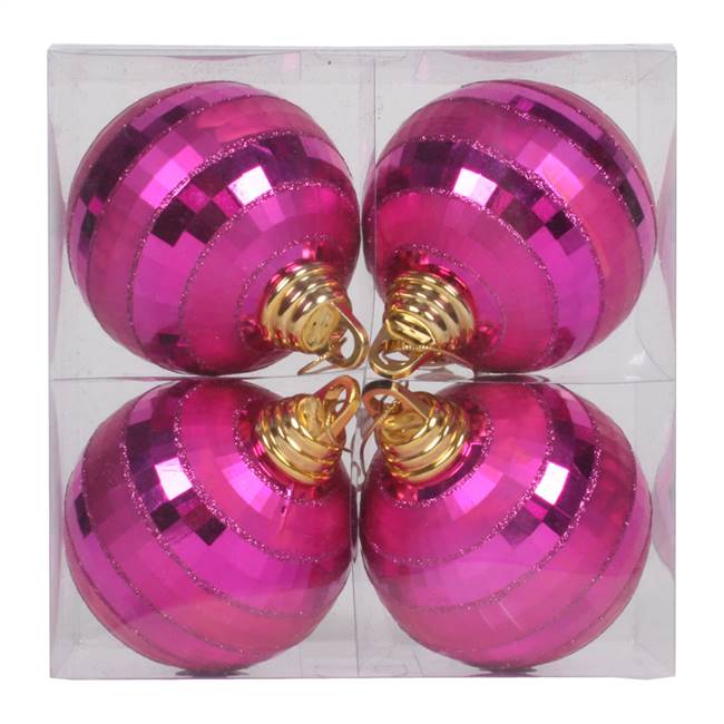 4" Orchid Shiny-Matte Mirror Ball 4/Box