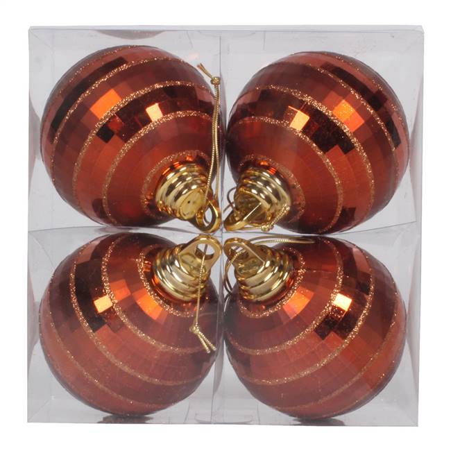 4" Copper Shiny-Matte Mirror Ball 4/Box