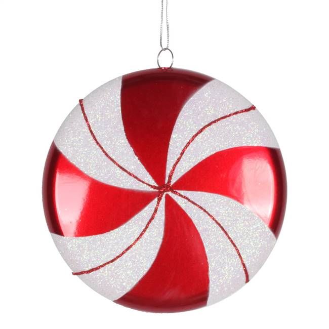 6" Red-White Swirl Flat Candy