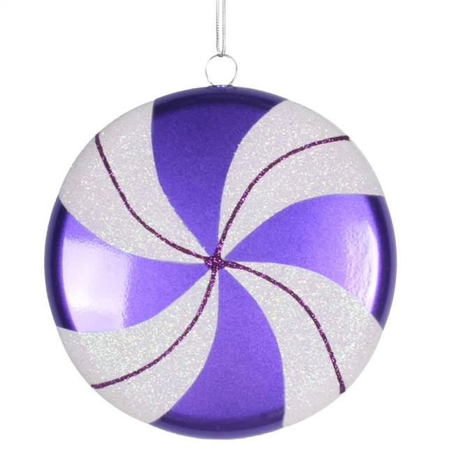 6" Purple-White Swirl Flat Candy