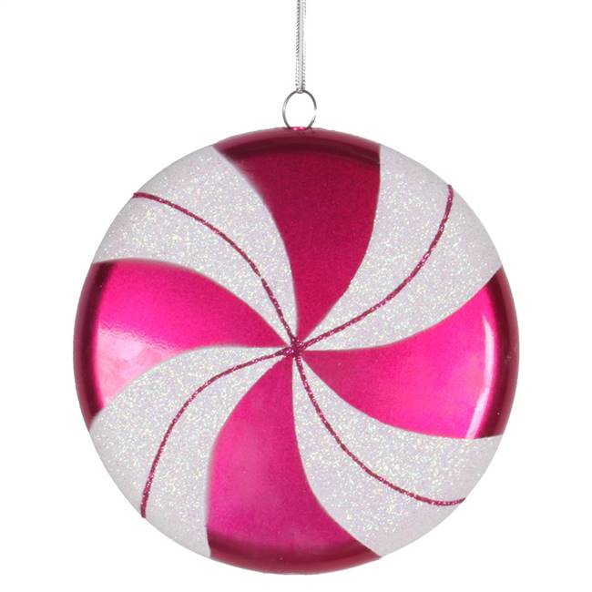 6" Cerise-White Swirl Flat Candy