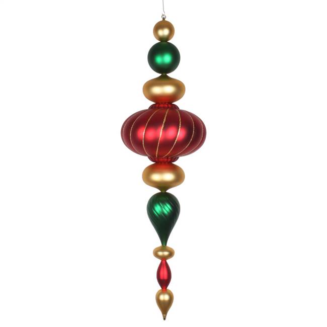 45" Green-Gold-Red Matte Jumbo Finial