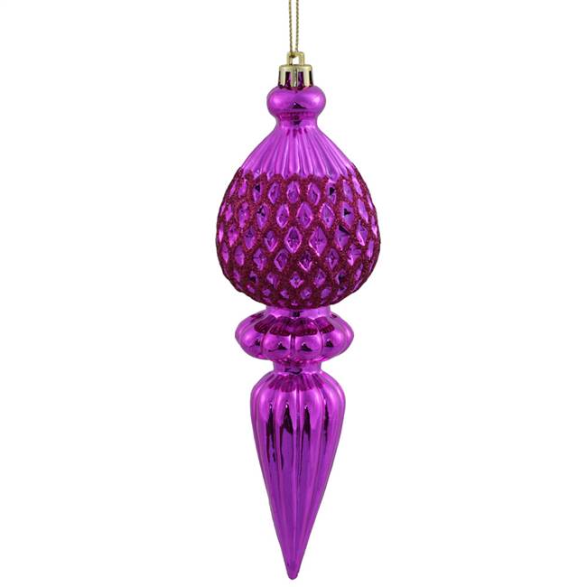 7.5" Cerise Finial Cerise Glitter 3/Box