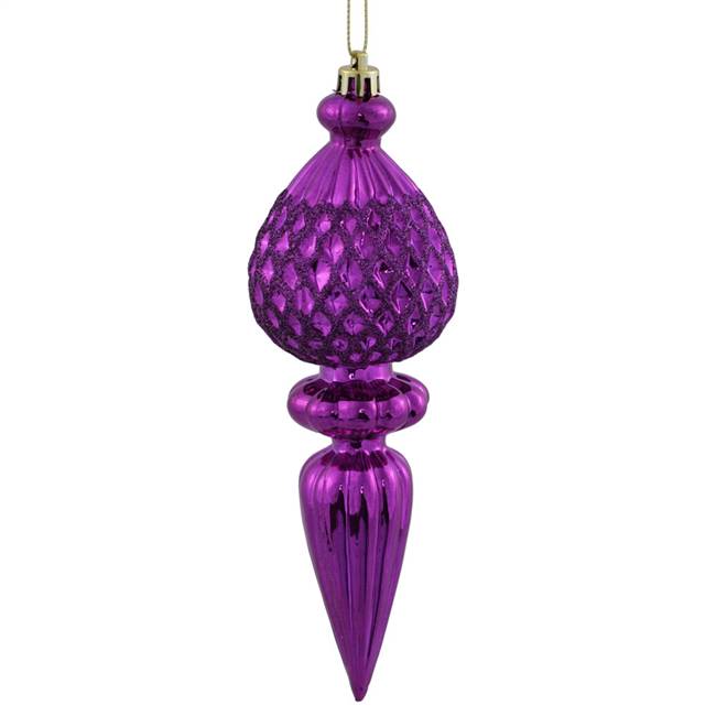 7.5" Magenta Finial Magenta Glittr 3/Box