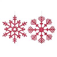 12" Burgundy Glitter Snowflake 2 Asst/Bg
