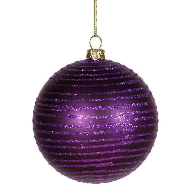 4" Purple Matte-Glitter Ball 4/Box
