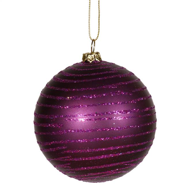 4" Plum Matte-Glitter Ball 4/Box