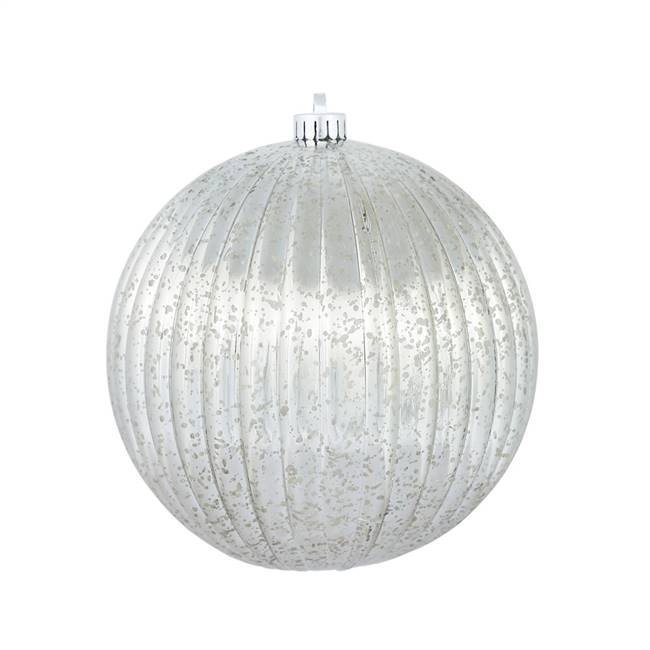 6" Pewter Mercury Pumpkin Ball 4/Bg