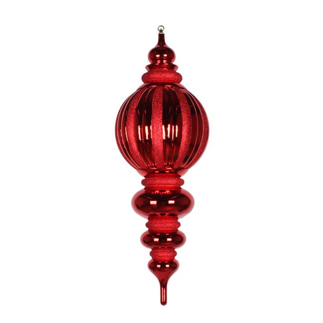 35" Red Shiny Glitter Finial