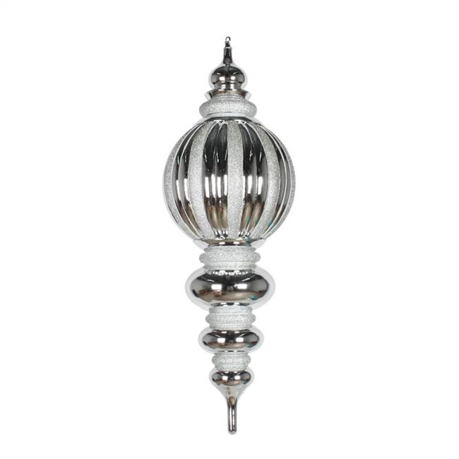 35" Silver Shiny Glitter Finial