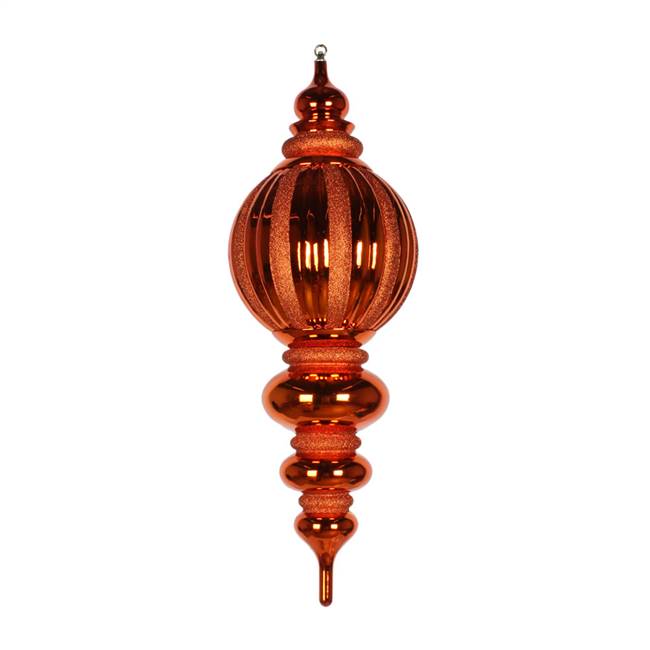 35" Burnish Orange Shiny Glitter Finial