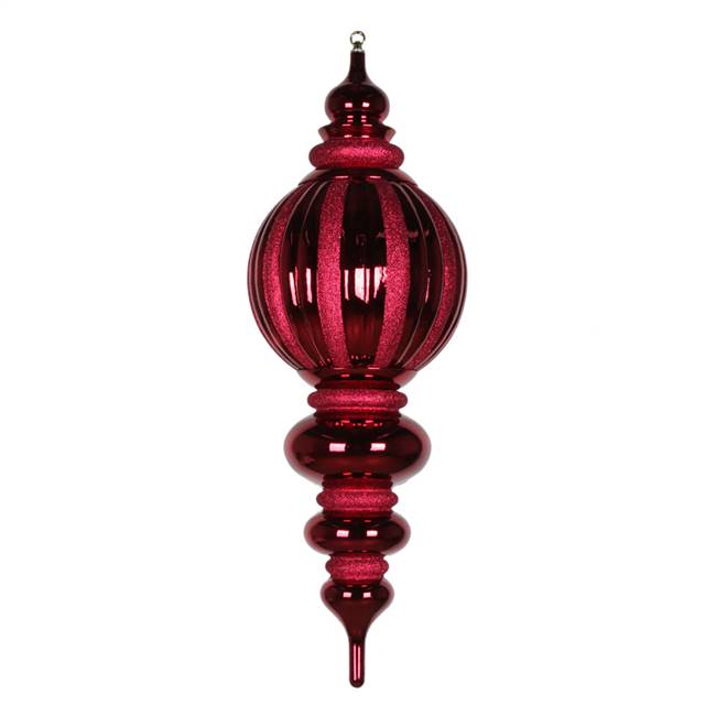 35" Burgundy Shiny Glitter Finial