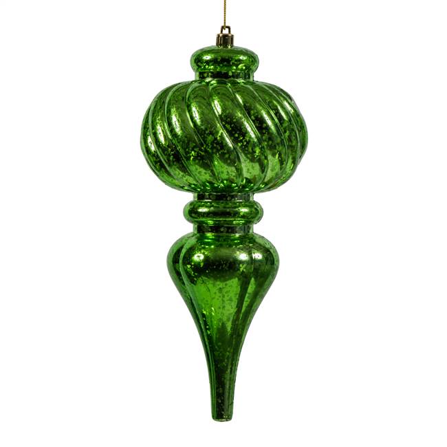 10" Green Shiny Mercury Finial 3/Bg