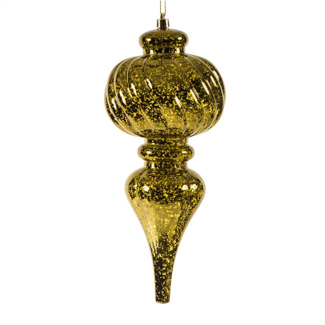 10" Olive Shiny Mercury Finial 3/Bg