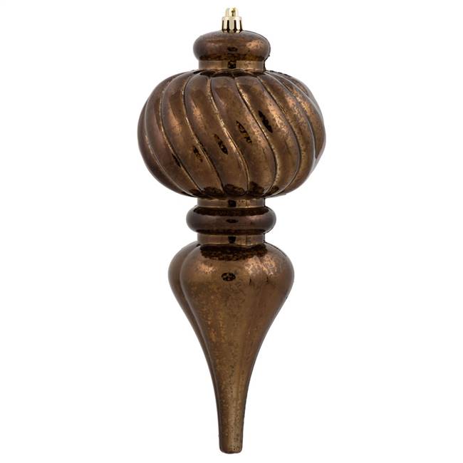 10" Chocolate Shiny Mercury Finial 3/Bg