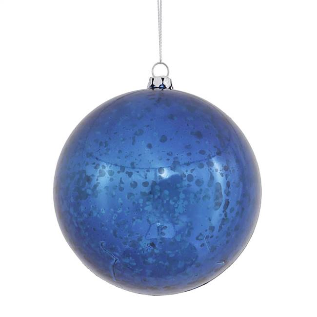 4"  Sea Blue Shiny Mercury Ball 6/bag