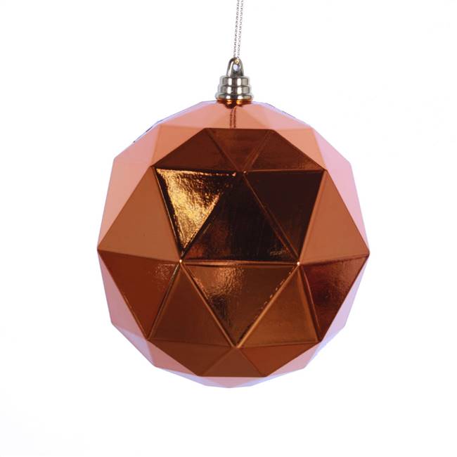 4.75" Burn Orange Shiny Geo Ball 4/Bag