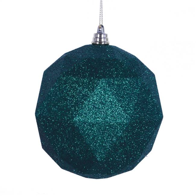 4.75" Emerald Glitter Geo Ball 4/bag