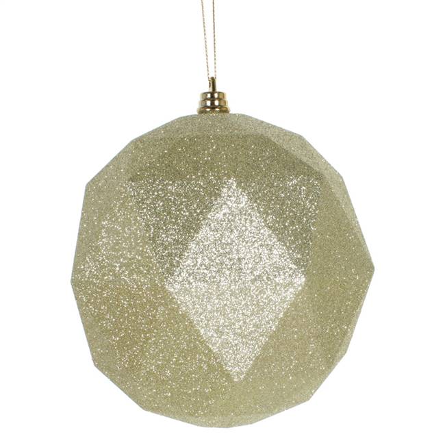 4.75" Champagne Glitter Geo Ball 4/bag