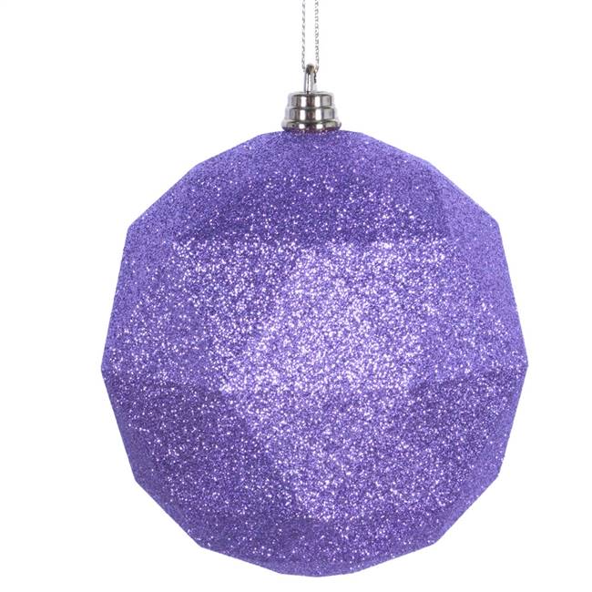 4.75" Lavender Glitter Geo Ball 4/bag